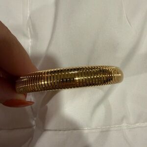 Gold Ribbed Tubogas Bangle Bracelet - 12mm only